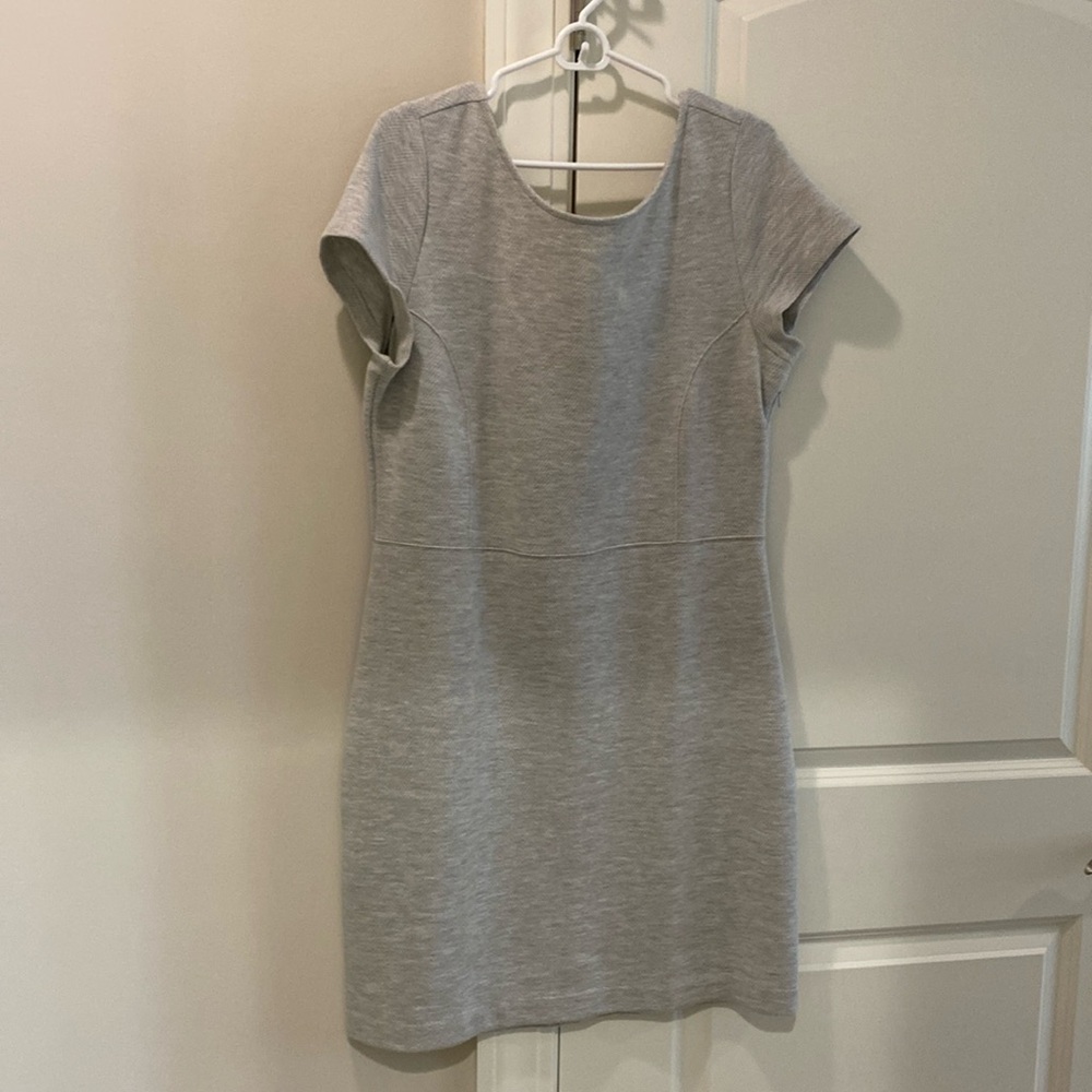 Gray herringbone short sleeve dress
